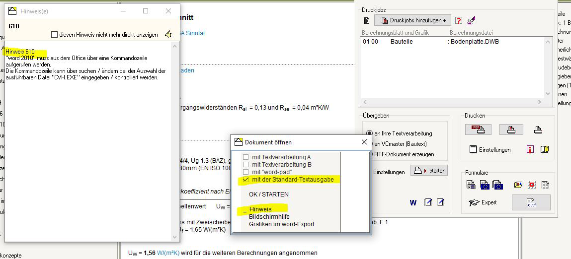 Dialogfenster Textausgabe